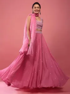 Neel Art Embroidered Semi Stitched Lehenga Choli (Pink)
