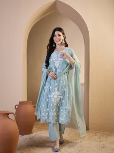 Indo Era Women Silk Blend Kurta Salwar Dupatta Set